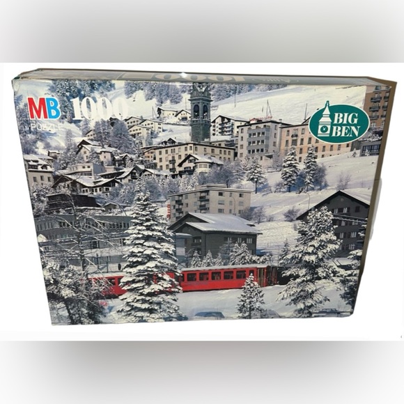 St. Moritz Station Switzerland 1000 Piece Puzzle By MB Big Ben 1996 - Picture 1 of 12